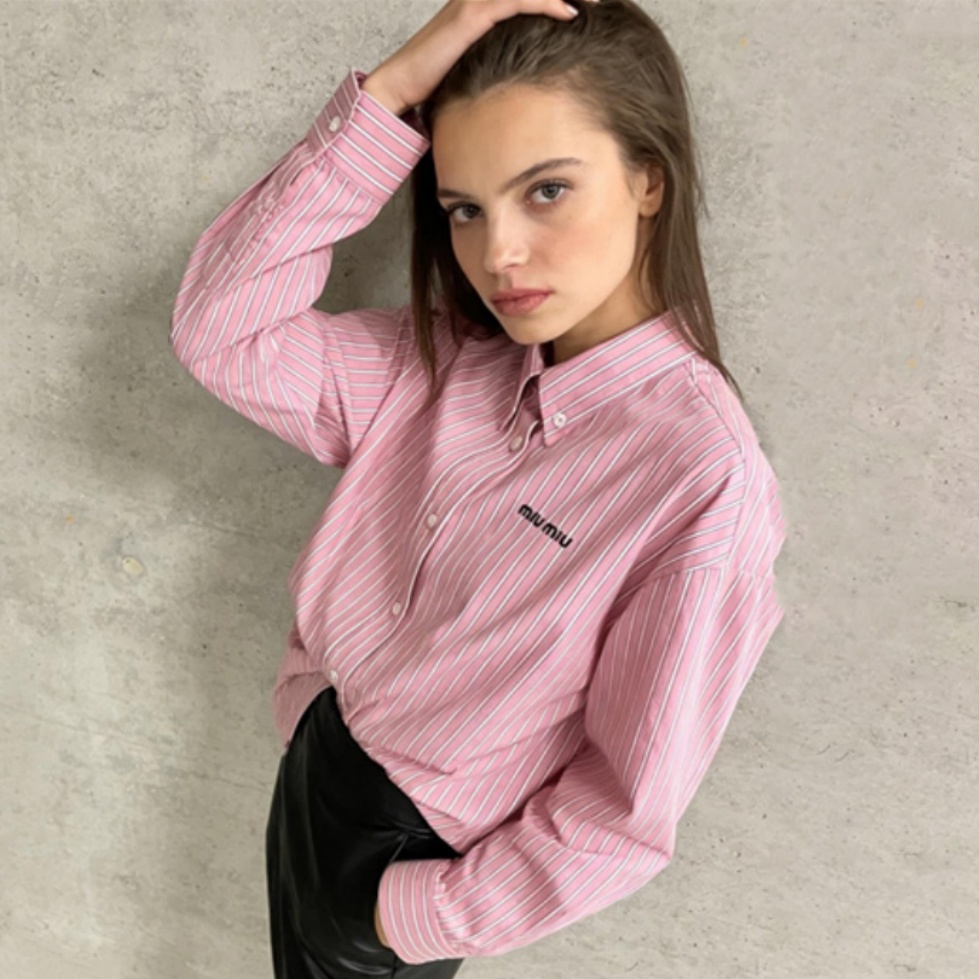 miu miu striped button-down shirt